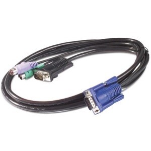 APC by Schneider Electric 3.66 m KVM Cable - First End: 1 x 15-pin HD-15 - Male - Second End: 2 x 6-pin Mini-DIN (PS/2) - 