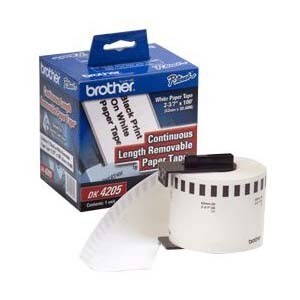 Brother DK44205 Label Tape - 62 mm - Direct Thermal - White