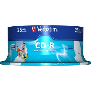 Verbatim DataLifePlus 43439 CD Recordable Media - CD-R - 52x - 700 MB - 25 Pack Spindle - Retail - 120mm - Printable - Ink