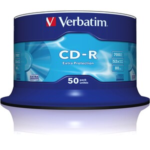 Verbatim 43351 CD Recordable Media - CD-R - 52x - 700 MB - 50 Pack Spindle - 120mm - 1.33 Hour Maximum Recording Time