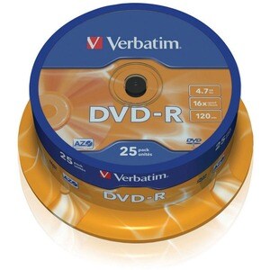 Verbatim 43522 DVD Recordable Media - DVD-R - 16x - 4.70 GB - 25 Pack Spindle - 120mm - 2 Hour Maximum Recording Time