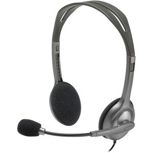 Logitech H110 Wired Over-the-head Stereo Headset - Black, Silver - Binaural - Semi-open - 32 Ohm - 20 Hz to 20 kHz - 180 c