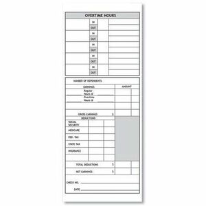Pyramid Time Card for Models 1000 & 2000 - 9" x 3.50" Form Size - Recycled - 100 Pack