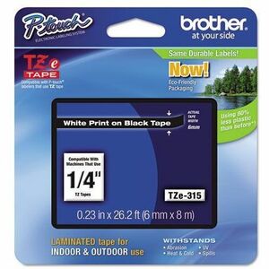 Brother TZE315 Label Tape - 6.35 mm - White - 1 Each