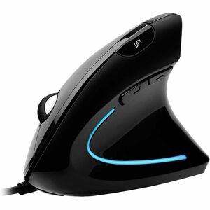 Adesso iMouse E1 - Vertical Ergonomic Illuminated Mouse - Optical - Cable - Black - USB - 1600 dpi - Scroll Wheel - 6 Butt