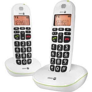 Doro PhoneEasy 100w Duo DECT Cordless Phone - Black - 300 m Range - 1 x Phone Line - Speakerphone - Hearing Aid Compatible