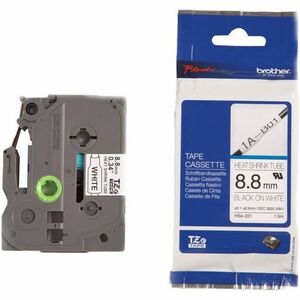 Brother Wire & Cable Label - 8.80 mm Width - Rectangle - Thermal Transfer - Black, White - Polyolefin