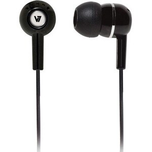 V7 HA110-BLK-12EB Wired Earbud Stereo Earset - Black - Binaural - In-ear - 32 Ohm - 120 cm Cable - Mini-phone (3.5mm)