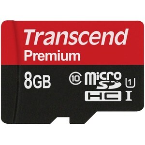 Transcend 8 GB Class 10/UHS-I microSDHC - Class 10/UHS-I - 1 Card