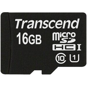 Transcend Premium 16 GB Class 10/UHS-I microSDHC - Lifetime Warranty