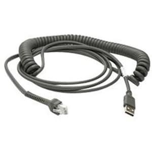 Zebra Cable - USB: Series A Connector, 9ft. (2.8m) Coiled - 9 ft USB Data Transfer Cable - First End: 1 x Type A USB - 1