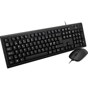 V7 CKU200NORD Keyboard & Mouse - USB Cable - Norwegian, Swedish, Finnish, Danish - Black - USB Cable - Optical - 1600 dpi 