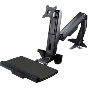 StarTech.com Brazo de Soporte de Pie y Sentado Ajustable VESA para Monitores de hasta 24 Pulgadas con Soporte para Teclado