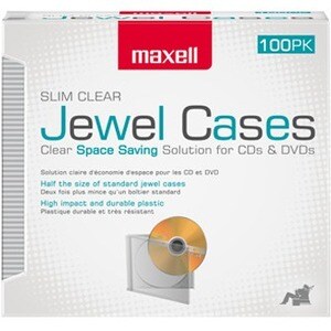 Maxell Jewel Cases Slim Line - Clear (100 Pack) - Jewel Case - Clear