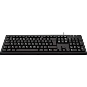 V7 KU200 Keyboard - Cable Connectivity - USB Interface - English (UK) - Black - Internet, Email, Volume Control, Play/Paus