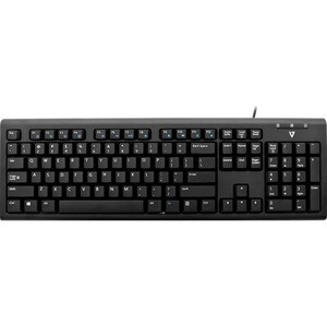 V7 KU200 Keyboard - Cable Connectivity - USB Interface - English (US) - Black - Internet, Email, Volume Control, Play/Paus