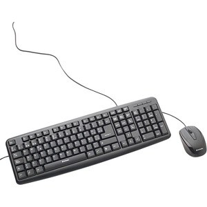 Verbatim Keyboard & Mouse - USB Cable Black - USB Cable Optical - Scroll Wheel - QWERTY - Black - Compatible with Computer