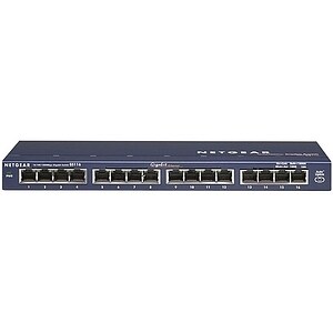 Switch Ethernet Netgear GS116 16 Porte - Gigabit Ethernet - 10/100/1000Base-T - 2 Layer supportato - Adattatore CA - Coppi