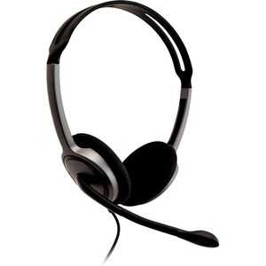 V7 Cuffie stereo leggere V7, archetto ergonomico e regolabile, microfono con braccio multidirezionale a 270° con cancellazione del rumore, per iPad, iPhone, iPod, tablet, smartphone, laptop, Chromebook, PC, nero - Binaural - Supra-aural - 32 Ohm - 20 Hz a 20 kHz - 180 cm Cavo - Cancellazione del rumore, Omni-directional Microfono - Mini-telefono 3,5 mm