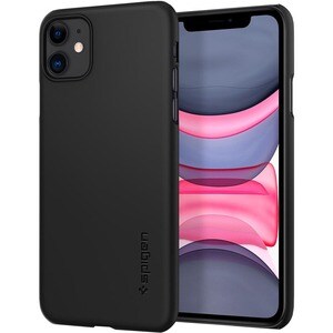 Spigen Thin Fit Case for Apple iPhone 11 Smartphone - Black - Matte - Bump Resistant, Scratch Resistant, Anti-slip - Polyc