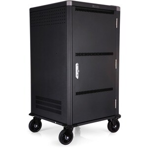 V7 Armario de carga para 30 dispositivos: proteja, almacene y cargue Chromebooks, portátiles y tabletas (toma de corriente Schuko). Tipo: Carro de gestión y carga para dispositivos portátiles, Color del producto: Negro, Ubicación: Piso. Dispositivos portátiles compatibles: Portátil, Tableta, Tamaño máximo de pantalla: 43,2 cm (17"), Tipo de candado: Llave. Certificados de sostenibilidad: RoHS. Ancho: 600 mm, Profundidad: 580 mm, Altura: 1127 mm. Cables incluidos: Corriente alterna