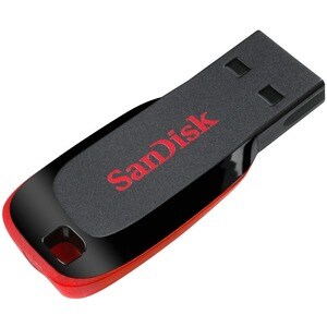 SanDisk Cruzer Blade 128 GB USB 2.0 Type A Flash Drive - Black, Red - 128-bit AES