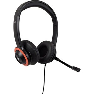 V7 HA530E Wired Over-the-head Stereo Headset - Black, Red - Binaural - Supra-aural - 32 Ohm - 200 cm Cable - Noise Cancell