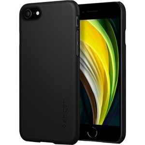 Spigen Thin Fit Case for Apple iPhone 7, iPhone 8, iPhone SE 2 Smartphone - Black - Smooth - Shock Resistant - Polycarbonate