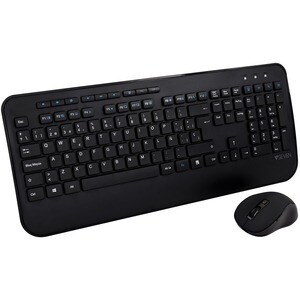 V7 Kit (Combo) Profesional teclado multimedia + ratón inalámbricos 2.4Ghz, layout Castellano /QUERTY ES, teclas de acceso rápido a música, Internet, email, volumen, reproducir/pausar y otras funciones, diseño duradero y resistente a las salpicaduras con orificios para la salida de líquidos debajo del teclado, Patas inclinadas ajustables y robustas con una parte inferior amplia y antideslizante, ratón de 6botones con dpi ajustable 1000dpi, 1600dpi, inlcuye 3pilas AAA, 2 años de garantía