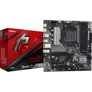 ASRock B550M Phantom Gaming 4 Desktop Motherboard - AMD Chipset - Socket AM4 - Micro ATX - 128 GB DDR4 SDRAM Maximum RAM -