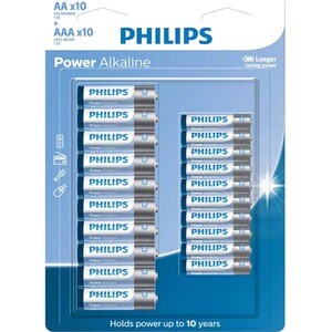 Philips Battery PILHA PHILIPS ALCALINA AA E AAA C/ 10 UNIDADES AA + 10 UNIDADES AAA