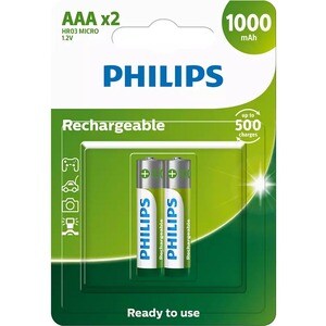 Philips Battery PILHA PHILIPS RECARREG VEL AAA 1.2V 1.000MAH COM 2 UNIDADES