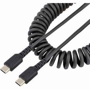Startech.Com USB C Charging Cable - 50cm (20in) Coiled Cable Black