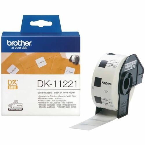 Brother DK11221 Thermal Label - 23 mm Width x 23 mm Length - Permanent Adhesive - Square - Direct Thermal - Plastic - 1000