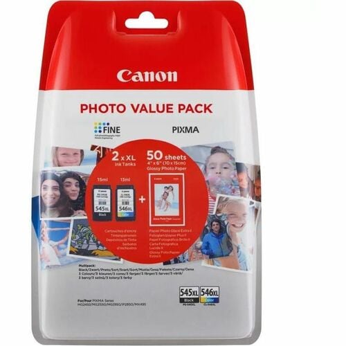 Cartucho de tinta Canon PG-545XL/CL-546XL - Negro, Cián, Amarillo, Magenta Original - Tinta - Alto Rendimiento - 2 / Pack 