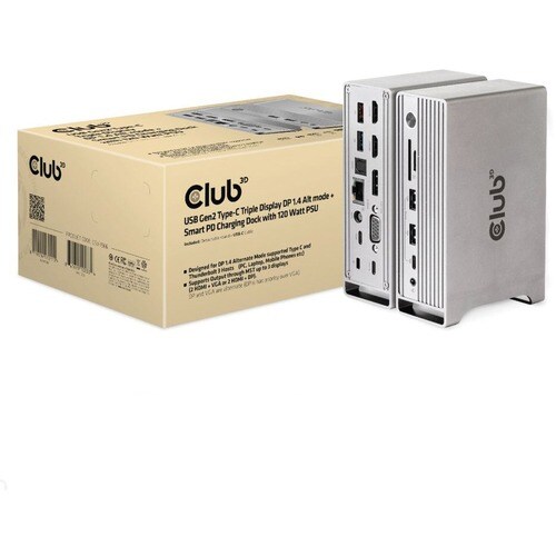 Club 3D CSV-1568 Docking Station - for Notebook/Smartphone/Monitor - 120 W - USB Type C - 3 Displays Supported - 4 x USB T