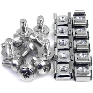 StarTech.com 50 Pkg M6 Mounting Screws and Cage Nuts for Server Rack Cabinet - Cage Nut, Rack Screw - Stainless Steel - Si