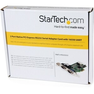 StarTech.com 2 Port PCIe Serial Adapter Card with 16550 - PCI Express x1 - PC, Mac, Linux - 2 x Number of Serial Ports Ext