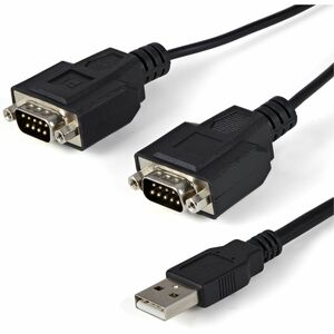 StarTech.com USB to Serial Adapter - 2 Port - COM Port Retention - FTDI - USB to RS232 Adapter Cable - USB to Serial Conve