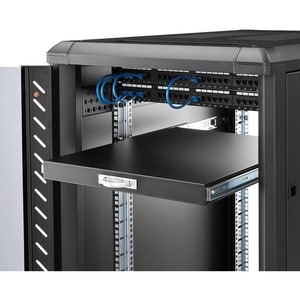 22in Black Deep Sliding Server Rack Cabinet Shelf - 25 kg Static/Stationary Weight Capacity