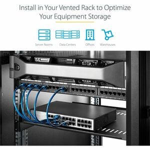 StarTech.com 2U 16in Universal Vented Rack Mount Cantilever Shelf - Fixed Server Rack Cabinet Shelf - 50lbs / 22kg - 16in 