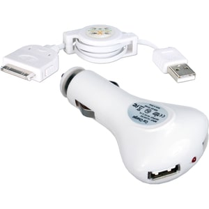 QVS 2-Port 2.1Amp USB Car Charger Kit for iPod/iPhone/iPad/iPad 2/iPad 3 - 12 V DC, 24 V DC Input - 5 V DC/2.10 A Output