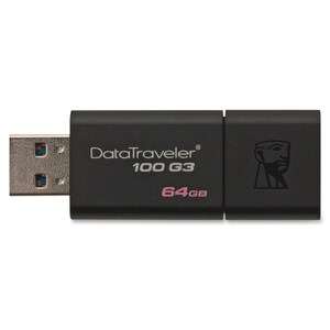 Kingston DataTraveler 100 G3 64 GB USB 3.0 Flash Drive - Black - 5 Year Warranty - 1 / Pack