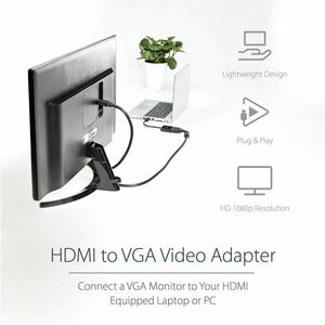 StarTech.com Adaptador Conversor de Vídeo HDMI a VGA HD15 - Cable Convertidor - 1920x1200 - 1080p - Admite hasta1920 x 108
