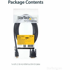 StarTech.com HDMI to DVI Cable -1,8m (6 ft.)- HDMI to DVI-D Cable - HDMI Monitor Cable - HDMI to DVI Adapter Cable - First