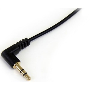 StarTech.com 3 ft Slim 3.5mm to Right Angle Stereo Audio Cable - M/M - First End: 1 x Mini-phone Male Stereo Audio - Secon