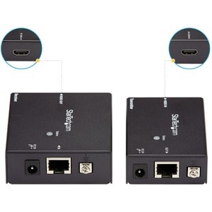 Juego Kit Extensor HDMI por Cable Ethernet UTP Cat5 Cat6 RJ45 Adaptador POC Power over Cable StarTech.com ST121HDBTE
