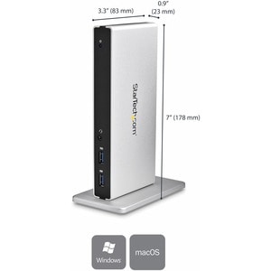 StarTech.com Dual-Monitor USB 3.0 Docking Station - DVI Outputs - Mac & Windows - DVI to VGA & DVI to HDMI Adapters Includ