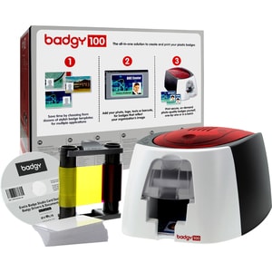 Evolis Badgy100 Plastic ID Card Solution With ID Software For Tamper Proof Professional Custom ID's On Demand With Small B