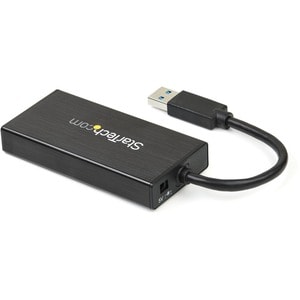 StarTech.com Hub USB 3.0 de Aluminio con Cable - Concentrador de 3 Puertos USB con Adaptador de Red Ethernet Gigabit - 3 T